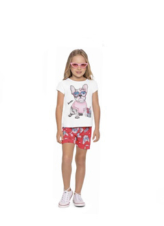 Conjunto bata hum + shorts vermelho