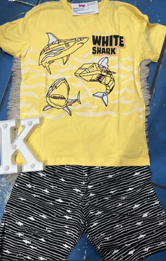 Conj. Camiseta White Shark Amarela + Bermuda