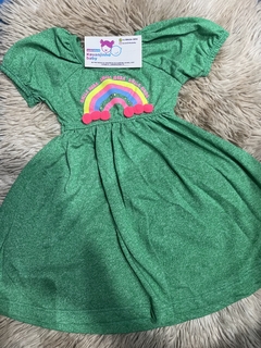 Vestido Verde Arco Íris com Pompom