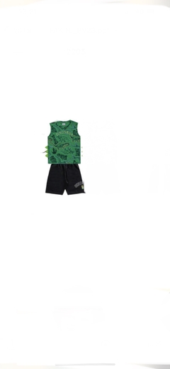 Conj. Regata Verde Dinossaur + Bermuda - comprar online