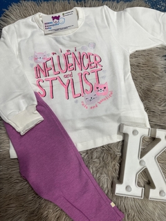 Conj. Moletom Blusa Gatinha + Calça Legging Lilas