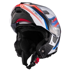 Capacete Texx Escamoteavel Kratos Nomade Azul/Verm/Branc Fsc - loja online