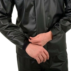 Capa Roupa Chuva Pvc Preta Moto Motoqueiro Com Gola