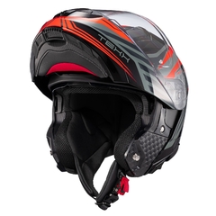 Capacete Texx Escamoteavel Kratos Nomade Cinz/Verm/Pret Fosc - loja online