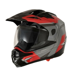 Capacete Crossover Desert X4 CINZA/VERMELHO BRILHO - loja online