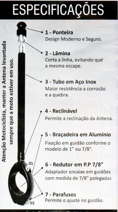 Antena Corta Pipa Cromada Para Guidão - Zum Acessórios para Motociclistas