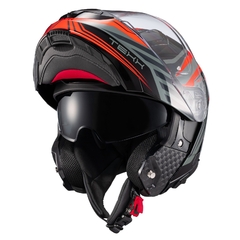 Capacete Texx Escamoteavel Kratos Nomade Cinz/Verm/Pret Fosc - Zum Acessórios para Motociclistas