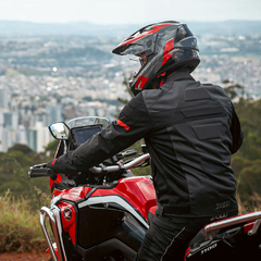 Capacete Crossover Desert X4 CINZA/VERMELHO BRILHO