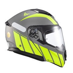 Capacete Texx Escamoteavel Kratos Cyber Verde/Cinza Fosco na internet