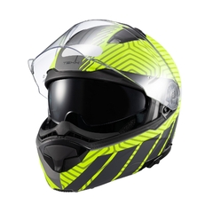 Imagem do Capacete Texx Escamoteavel Kratos Cyber Verde/Cinza Fosco