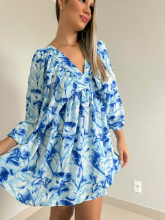 VESTIDO AÇUCENA-ESTAMPA AZUL