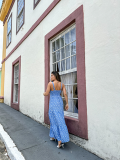 VESTIDO RIBEIRÃO DA ILHA- ESTAMPA AZUL na internet