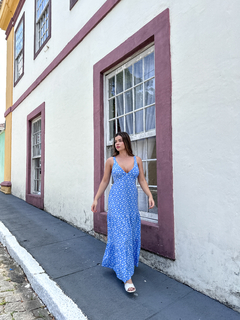 VESTIDO RIBEIRÃO DA ILHA- ESTAMPA AZUL