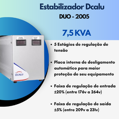 Estabilizador Especial Dcalu 7,5 Kva Duo - Entrada 220v Saída 220v - loja online