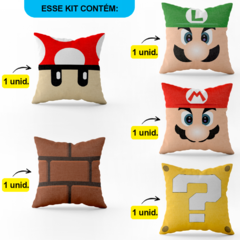 Kit 5 Almofadas Quarto Infantil Gamer Mário Bros - comprar online