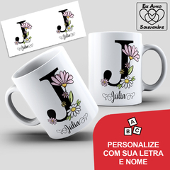 Caneca Alfabeto Com Inicial e Nome - Eu Amo Souvenirs