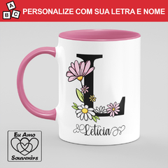 Caneca Alfabeto Com Inicial e Nome - Eu Amo Souvenirs