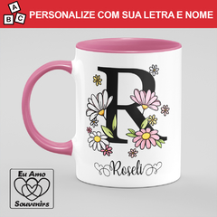 Caneca Alfabeto Com Inicial e Nome - Eu Amo Souvenirs