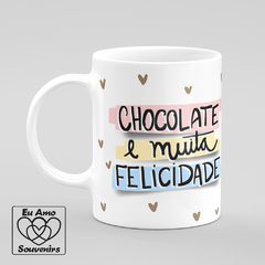 Caneca Chocolate E Muita Felicidades Corações - comprar online