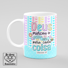 Caneca Deus Marcou o Tempo Certo