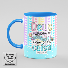 Caneca Deus Marcou o Tempo Certo