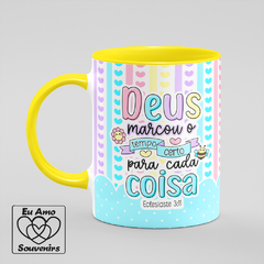 Caneca Deus Marcou o Tempo Certo