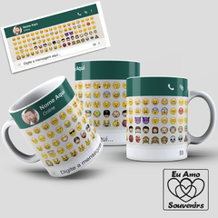 Caneca Emojis WhatsApp com Foto e Nome