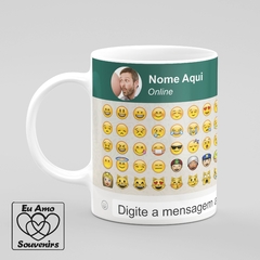 Caneca Emojis WhatsApp com Foto e Nome - comprar online