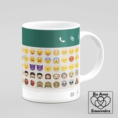 Caneca Emojis WhatsApp com Foto e Nome - Eu Amo Souvenirs