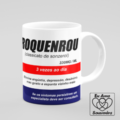 Caneca Roquenrou Rock Estampa Caixa de Remédio - Eu Amo Souvenirs