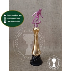 Trofeo Souvenir fútbol femenino pequeño fucsia c/col alta en BN