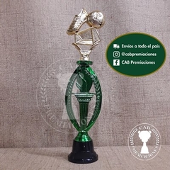 Trofeo plástico fútbol arco, botín, pelota - Ovalado BN - - comprar online