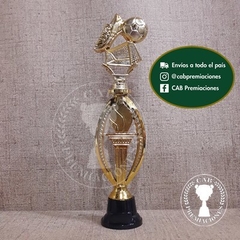 Trofeo plástico fútbol arco, botín, pelota - Ovalado BN - - tienda online