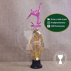 Trofeo plástico gimnasia artística - danza fucsia - Ovalado BN - en internet