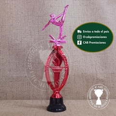 Trofeo plástico gimnasia artística - danza fucsia - Ovalado BN - - tienda online