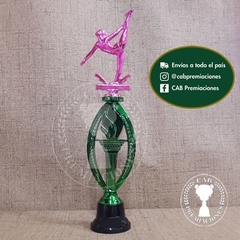 Imagen de Trofeo plástico gimnasia artística - danza fucsia - Ovalado BN -