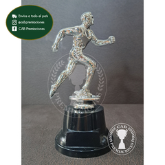 Trofeo Souvenir atletismo hombre corriendo plateado en BN