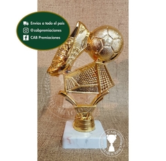 Trofeo souvenir fútbol arco, botín, pelota - BB