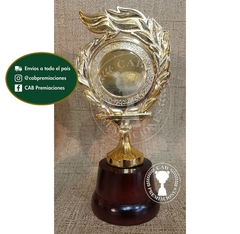 Trofeo Souvenir laurel p/centro en base de madera