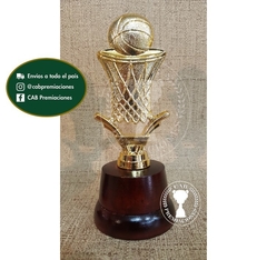 Trofeo Souvenir basket aro cestobol en base de madera