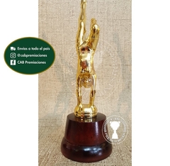 Trofeo Souvenir gimnasia artística gimnasta vertical en base de madera - comprar online