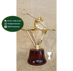 Trofeo Souvenir gimnasia artística gimnasta aro en base de madera