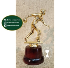 Trofeo Souvenir bowling bochas en base de madera