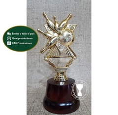 Trofeo Souvenir bowling bolos en base de madera