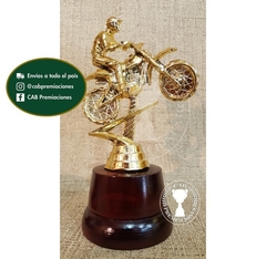 Trofeo Souvenir motocross motociclismo moto en base de madera