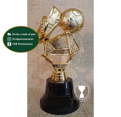 Trofeo Souvenir fútbol arco, botín, pelota en BN