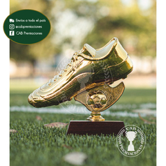 Botín de oro - goleador - mejor jugador - base madera cuadrada