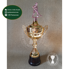 Copa plástica con asas y figura hockey femenino fucsia BM - Comu -