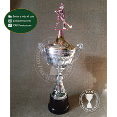 Copa plástica con asas y figura hockey femenino fucsia BM - Comu - - comprar online