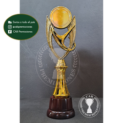 Trofeo Souvenir copa olimpica p/centro standard c/col baja en base madera